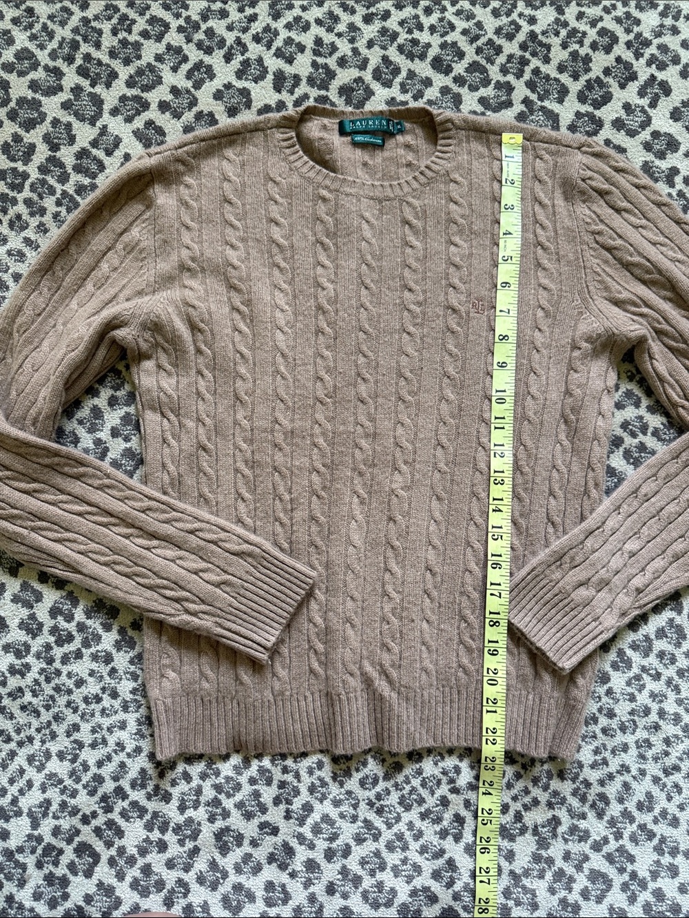 Ralph Lauren Cable-Knit Crewneck Sweater - Taupe Brown - Picture 9 of 9